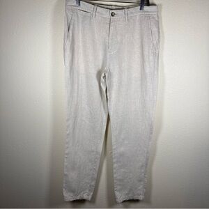 Mango Linen Pants Men’s Ivory Trousers 32 Resort Wear Beach Straight Leg